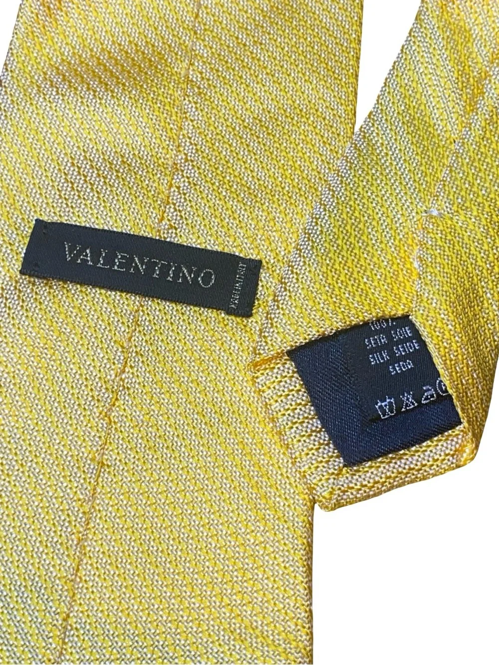 Valentino Yellow Textured Silk Tie